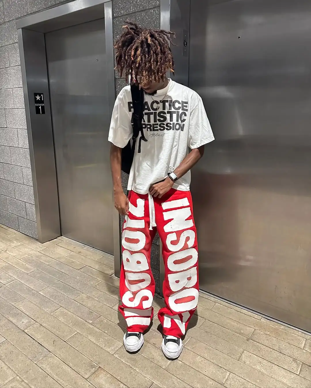 American Fashion New Street Retro Letter Patch Baggy Jogging