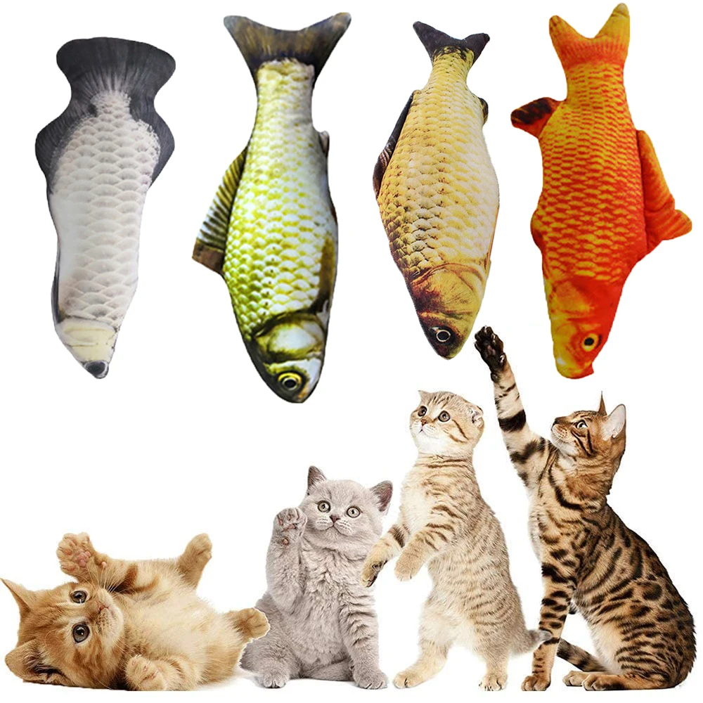 

Soft Plush Cat Fish Toys Cat Scratcher Catnip Toy Interactive Simulation Fish Cat Mint Toys Stuffed Playing Toy for Cat Kitten