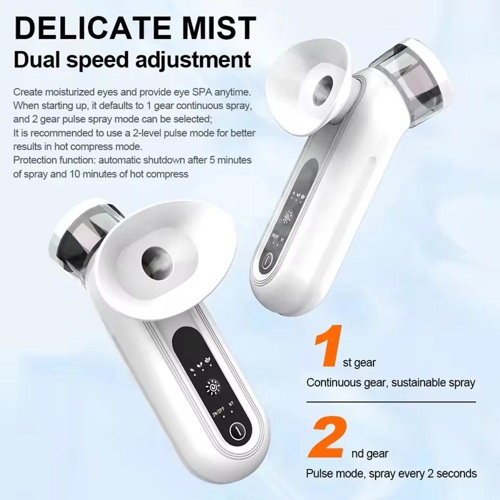 Heated Nano Mist Eye Sprayer Electric Facial Steamer Device Portable Eye Face Moisturizer Massager Eye Drops Tool for Dry Eye