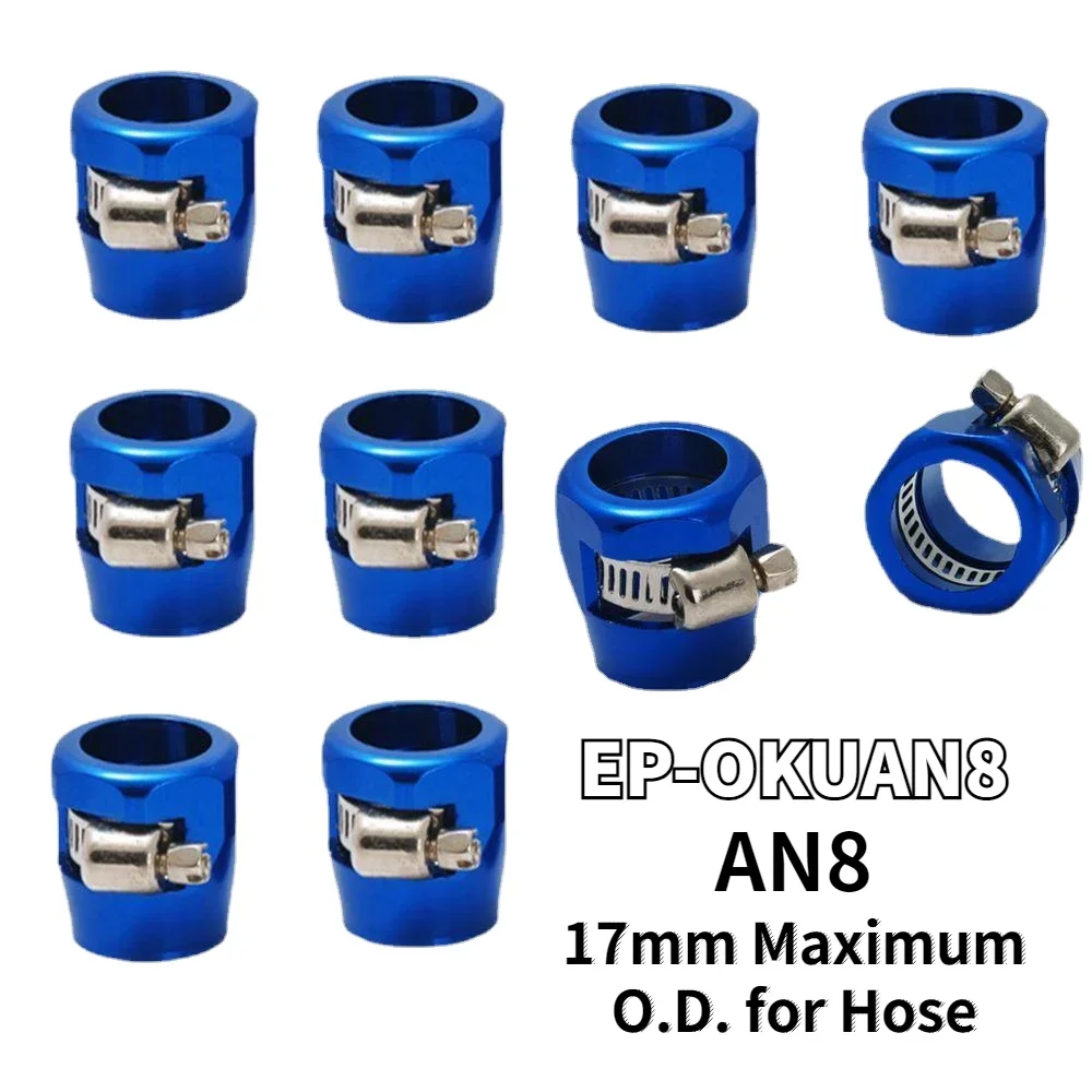 Epman 10pcs AN -8 (AN8) 17mm Hex Hose Finisher Hose Pipe Clamps End Finisher Flare Fitting End Cover For 1/2 Fuel Line EP-OKUAN8