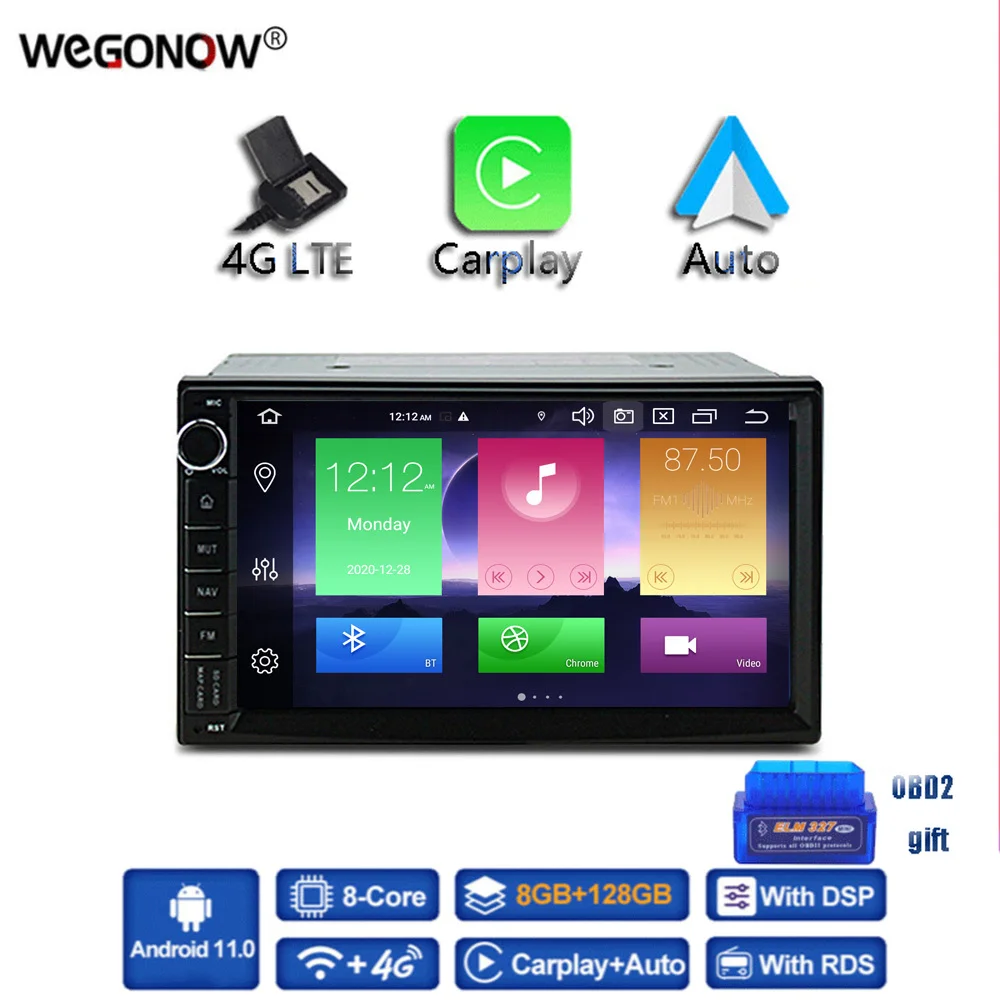 

Carplay DSP 4G LTE IPS Android 11 8GB +128GB Radio GPS navi map BT 5.0 Wifi Car DVD multimedia player 2 Din for Nissan Universal