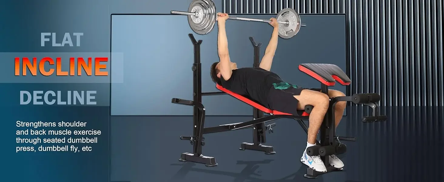 Description Picture 6 of itemAQOPPSDECOR 600lbs 6 in 1 Weight Set Squat Adjustable Workout Bench with Leg Developer Preacher Curl Rack Fitnes