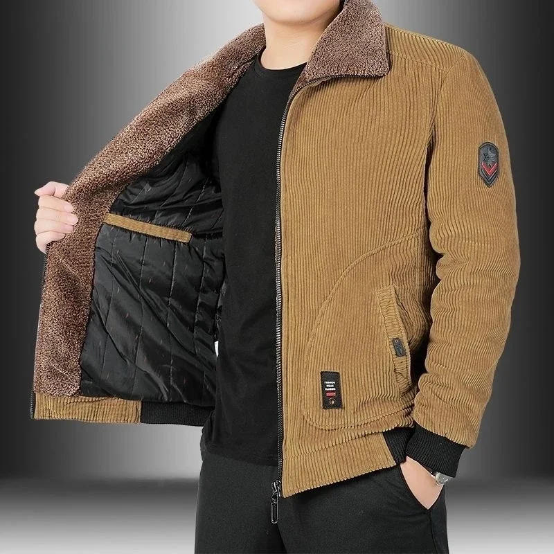 

Men's Brand Corduroy Jacket, High-end Embroidery, Autumn and Winter Plush Thickening, Warm and Casual Outdoor Sports Cotton Jack