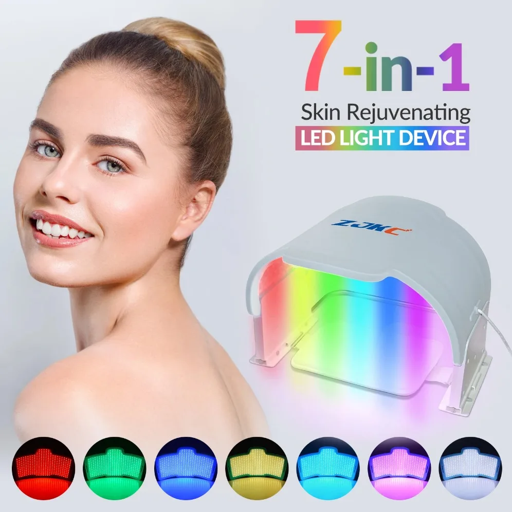 

ZJKC Foldable 7 Color Professional LED Photon Light Facial Mask Machine Acne Removal Skin Whitening Rejuvenation Phototherapy
