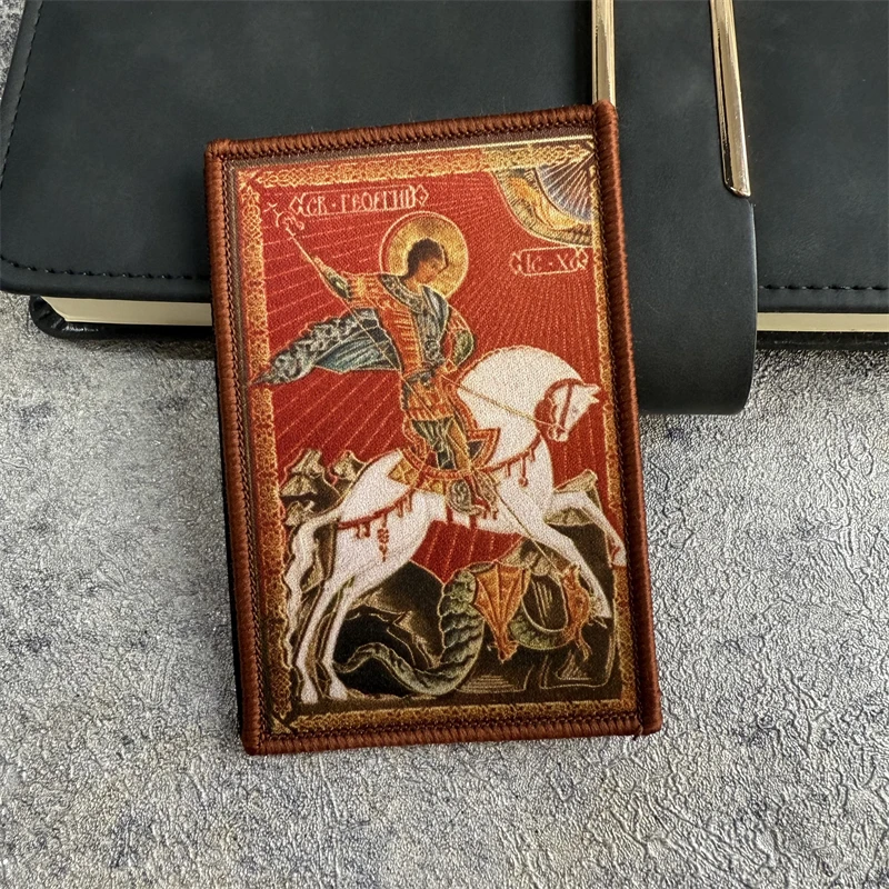 St. George und der Drache, taktische Moralabzeichen, Klettverschluss-Abzeichen für Rucksäcke, Hüte und Armbinden, rotes Abzeichen-Design