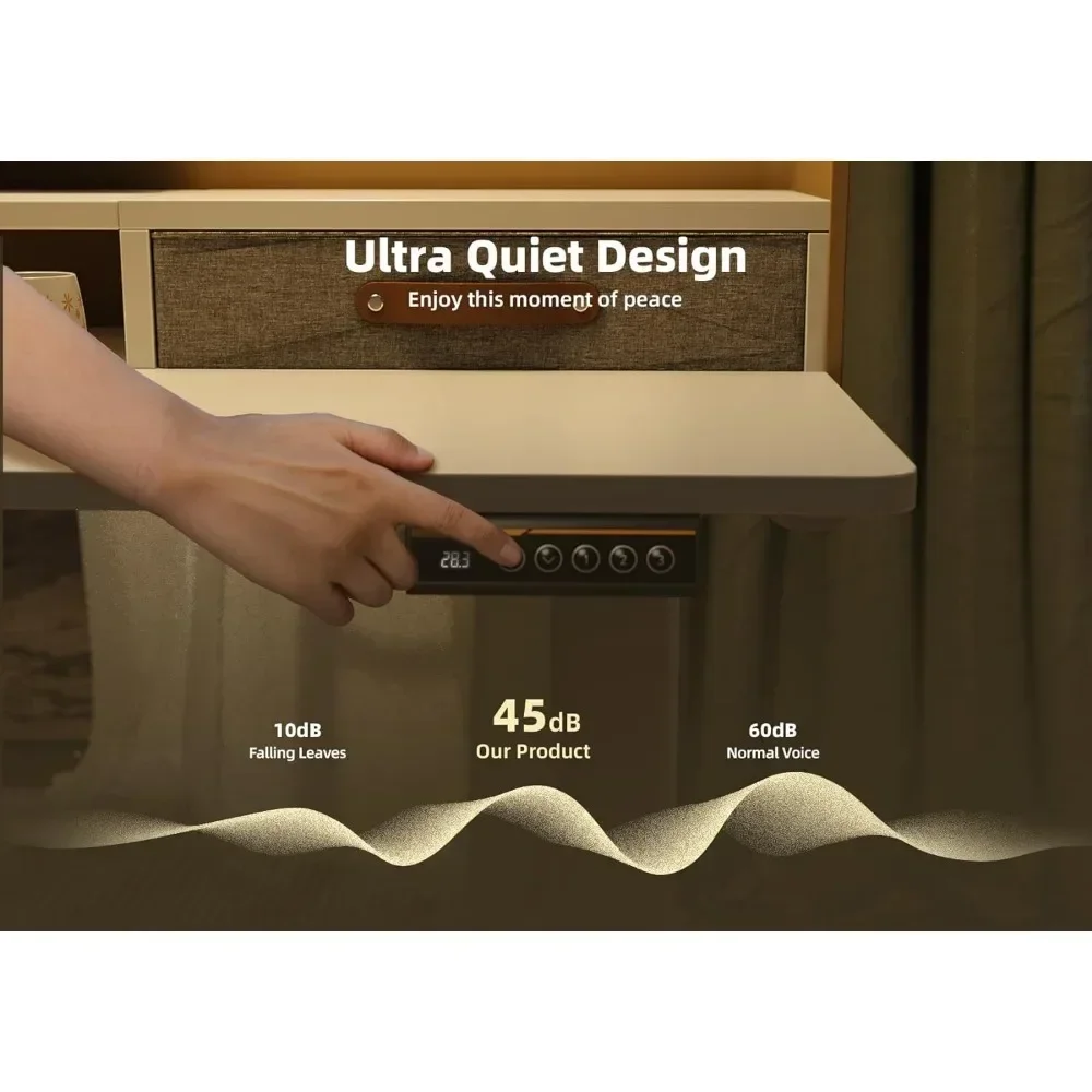 Standing Desk with Drawers,48Inch Standing Desk Adjustable Height,Adjustable Electric Stand Up Sit Stand Small Desk with Storage 4