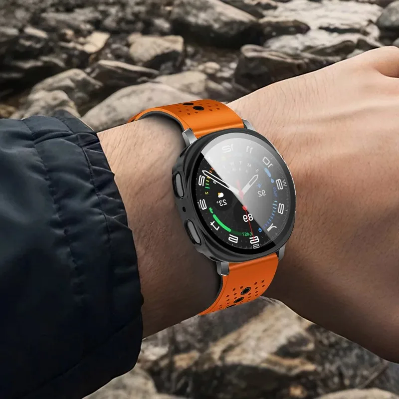 Two-Tone Silicone Strap with Glass Protective Case and Tempered Film