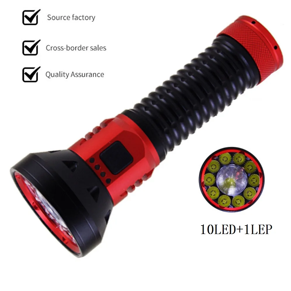다기능 LEP 손전등 10LED+1LEP 4500lm 멀티라이트 야외 탐험 수색 구조 순찰용