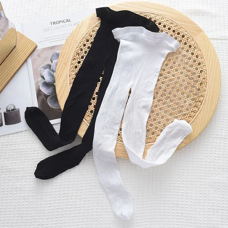 Summer Children Bow Hollow Mesh Tights for Kids Sweet Fashion Fishnet Stocking Socks Girls Thin Soft Breathable White Pantyhose