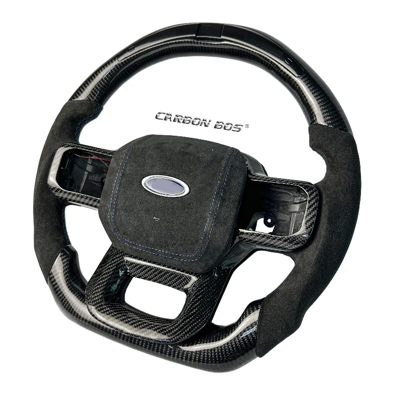 Volante Deportivo Con Fibra De Carbono REAL Para Ford Raptor F150 2015-2020 - Incluye Levas De Cambio