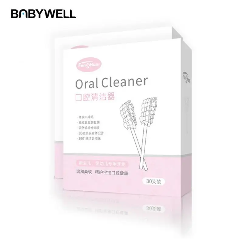 Newborn Tongue Wash Gauze Baby Tongue Cleaning 0-3 Years Old 3d Wave-shaped Brush Head Disposable Hygienic Baby Oral Cleaner