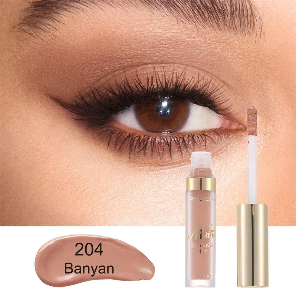 PHOERA Matte Eyeshadow Waterproof Long Lasting Liquid Eye Shadow Shimmer Smooth Eyeshadow Cream Contour Makeup 10 Colors