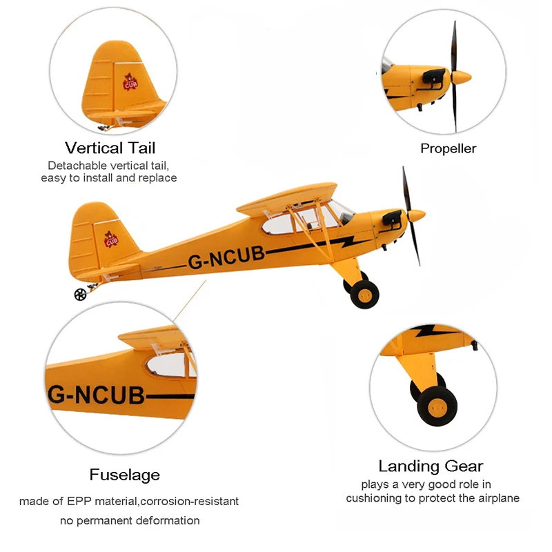 오리지널 WLtoys A160 RC 비행기 업그레이드 J3-CUB 5CH 원격 조종 비행기 3D/6G A-축 1406 브러시리스 모터 야외용 폼 항공기