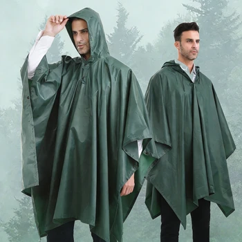 3 In 1 Outdoor Military Rain Coat Waterproof Travel Raincoat Rain Poncho Hooded Lightweight For Outdoor Hiking Men And Women