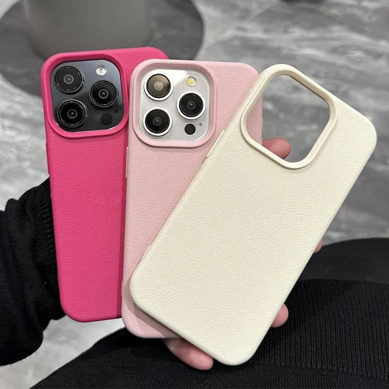 Luxury Matte Soft Leather Candy Phone Case - Shockproof Silicone Bumper Cover