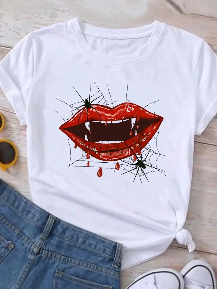 

Lip Funny Witch Style Halloween Thanksgiving Fall Autumn Print T-shirt Top Graphic T Shirt Clothing Female Women Fashion Tee