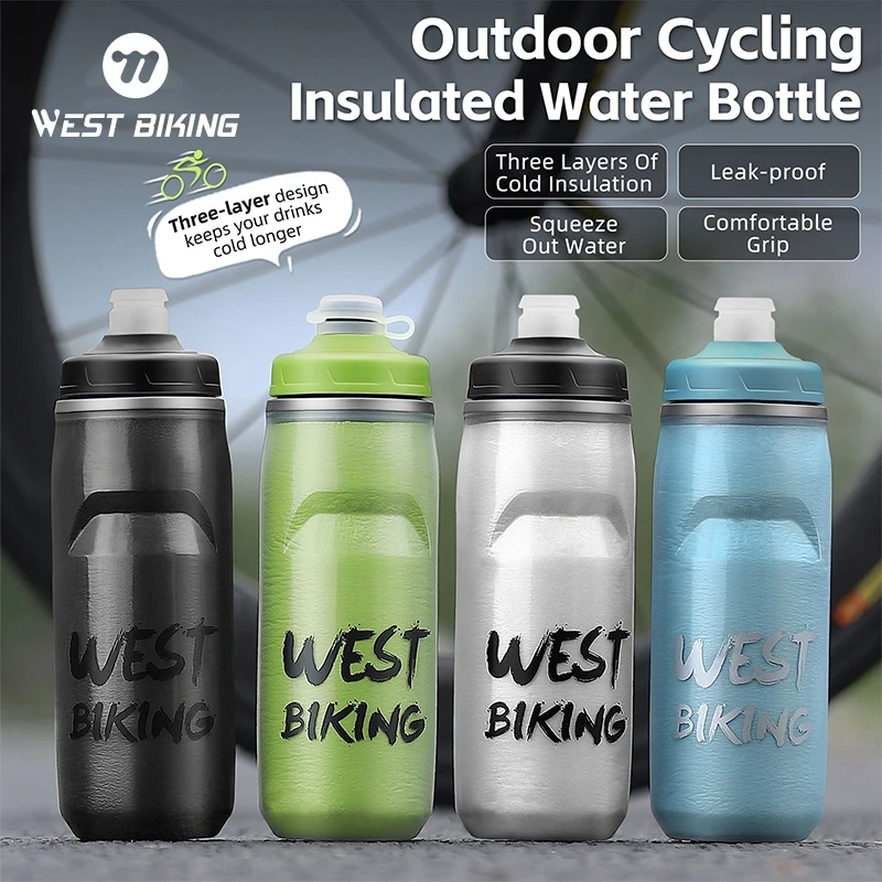 

WEST BIKING Bicycle Water Bottle Portable Heat/Cold Preservation Bottle Outdoor Sports Running Climbing Fishing Cycling Bottle