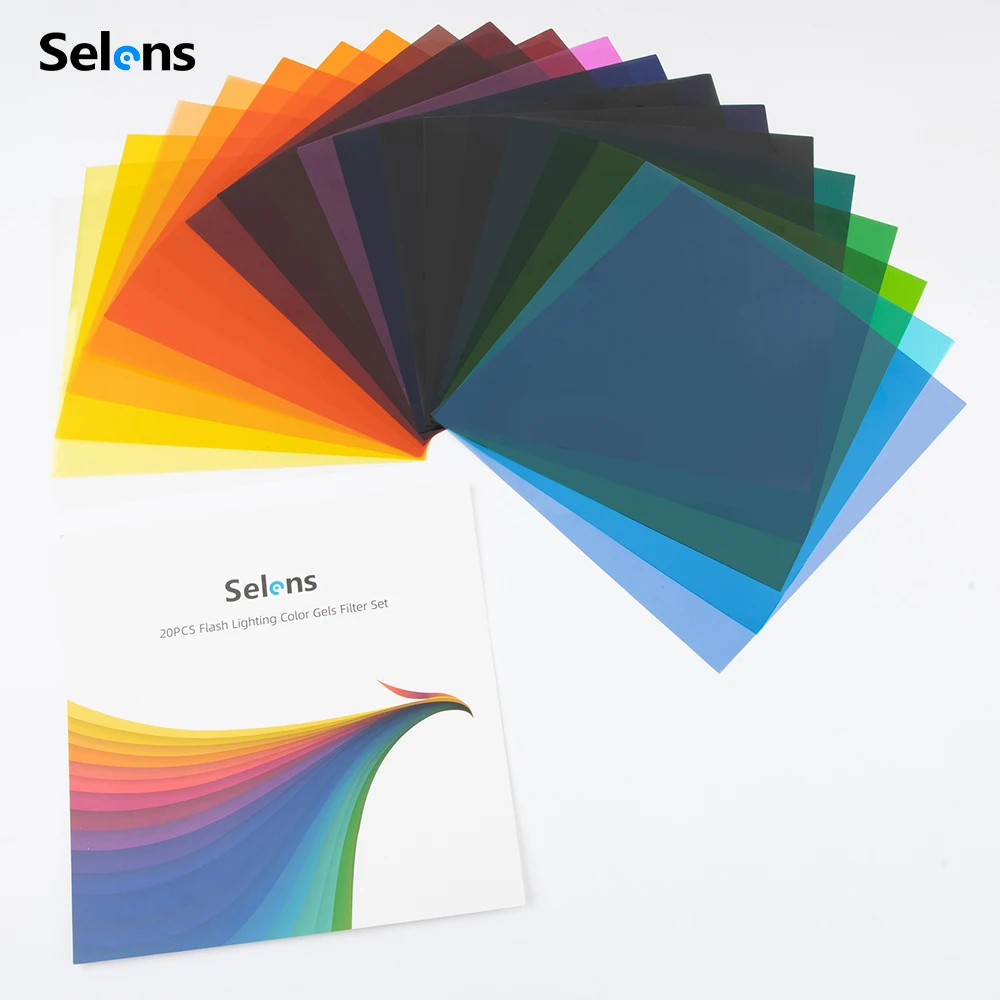 Camera Accessories Selens 25x25cm Lighting Gel Filters 20pcs Color Transparent Colour Correction Light Sheet Film Kit For Photo Studio