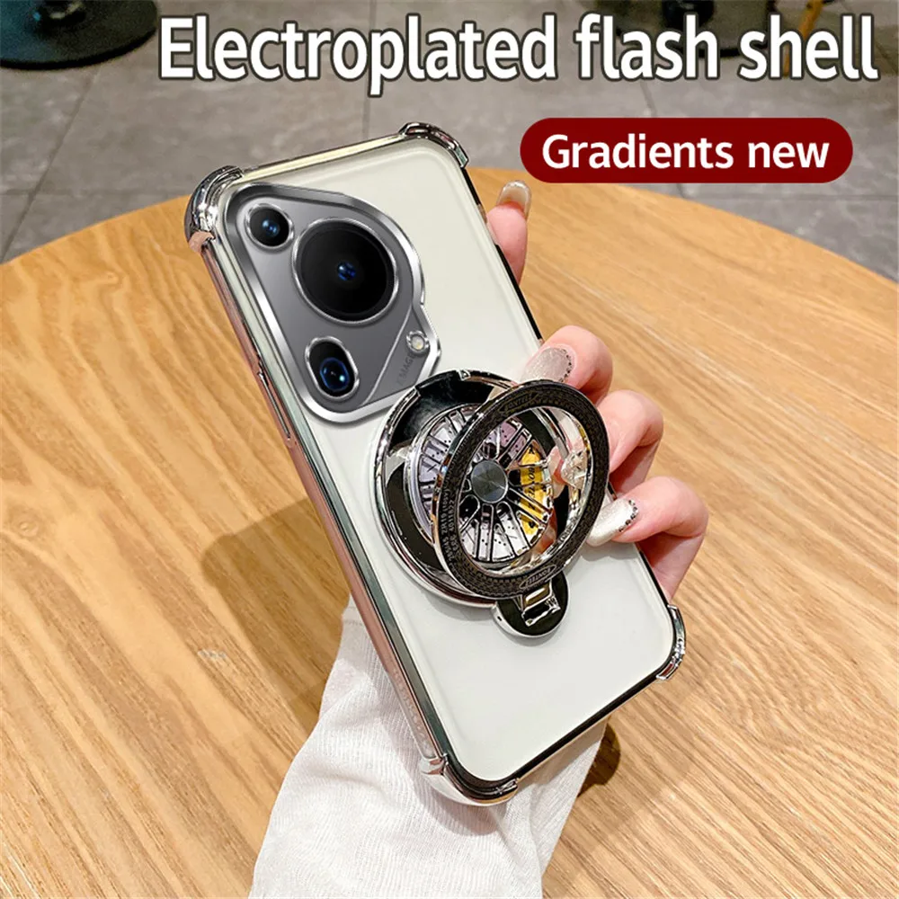 Luxury Glitter Plating Shockproof Phone Case with Spinner Stand Holder
