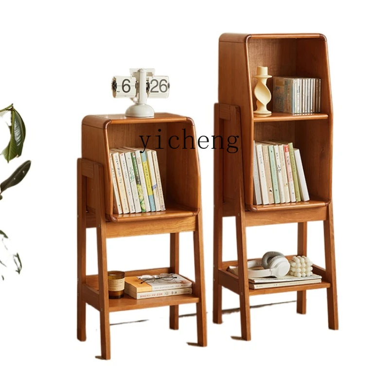 

YY Solid Wood Shelf Bookshelf Nordic Living Room Side Table Storage Shelf Bedside
