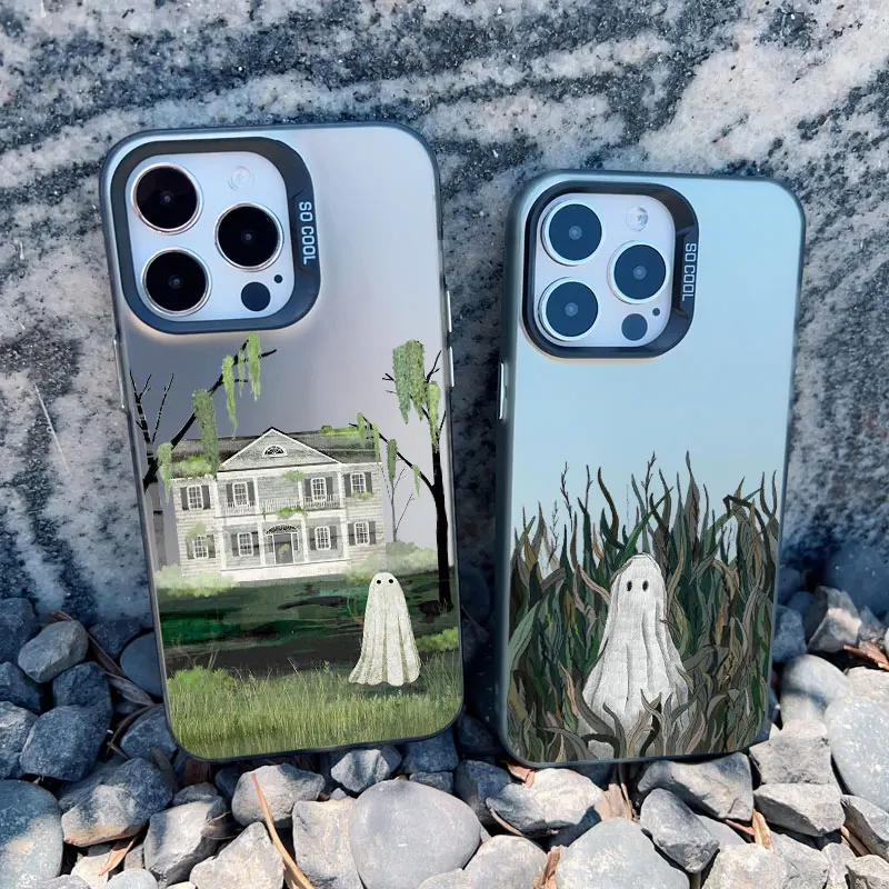 Fall für iPhone 13 Mini 12 Pro Max 15 14 11 16 Pro Max plus ästhetische niedliche Ghost Art stoß feste matte Laser-Rück abdeckungen