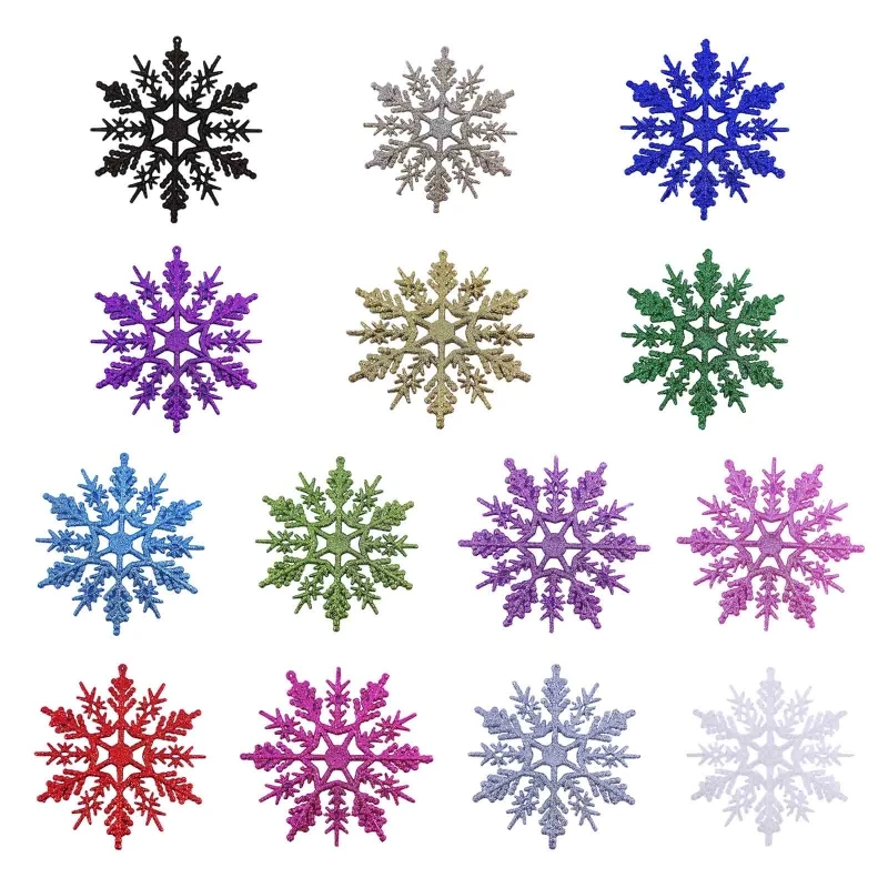 

Christmas Snowflake Pendant 24pcs/set Glitter Plastic Hanging Pendant Ornament