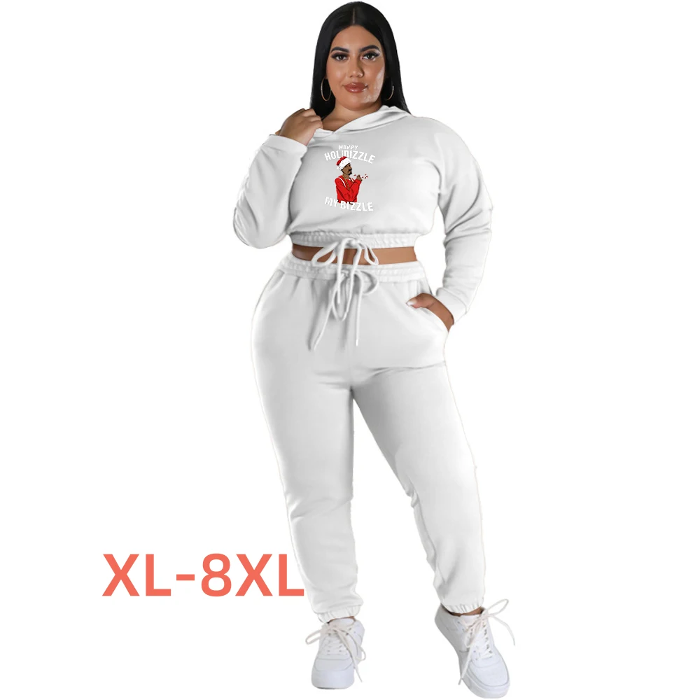 

Plus Size 4xl 5xl 6xl 7xl 8xl Womens Tracksuit Jogging Femme Ensemble Christmas Print Chandal Mujer Invierno Conjunto Femininos