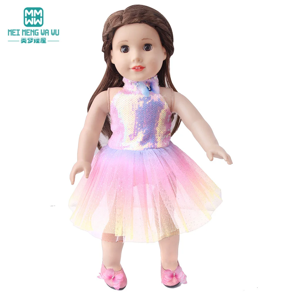 Baby clothes for doll fit 43 cm new born doll accessories Fashion sequined jackets and dresses Christmas gifts for kids 3