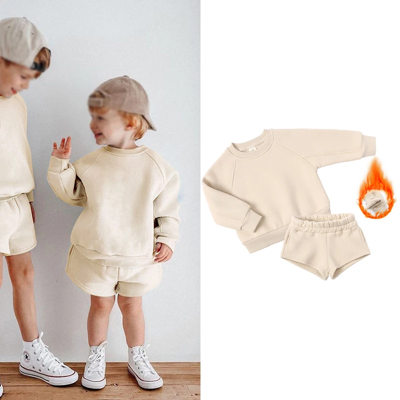 Ensemble Survêtement Fille Motif Cœur - Sweat + Pantalon Jogging, Polaire Douce, Pour Automne/hiver, Unisexe