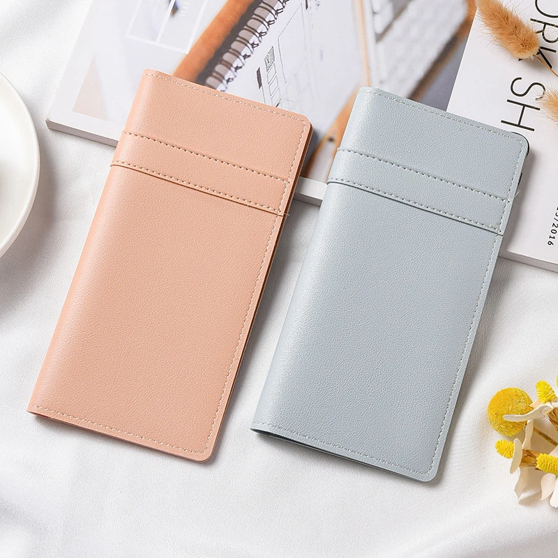 Simple Women's Ultra-Thin Long Wallets PU Leather Money Bag Checkbook Credit Card Holder Minimalist Coin Purse Female Billfold