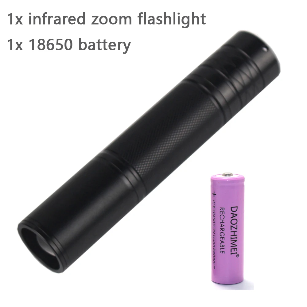 YZYOE Torcia tattica a infrarossi ricaricabile 850NM, luce bianca 2-in-1 e luce da caccia a infrarossi LED, 2 modalità, lampada da caccia a raccoon, rilevatore, osservazione notturna