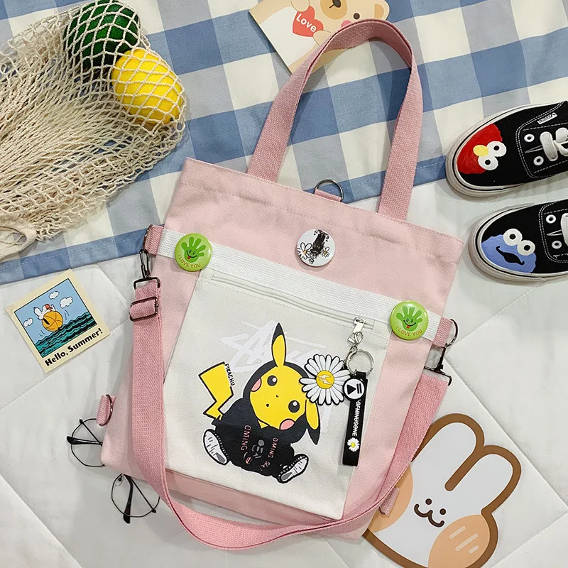 Pokemon Pikachu Women's Canvas Shoulder Bag Fashion Animation Girls  Crossbody Bags Student Casual Messenger Bag Handbag Backpack - AliExpress