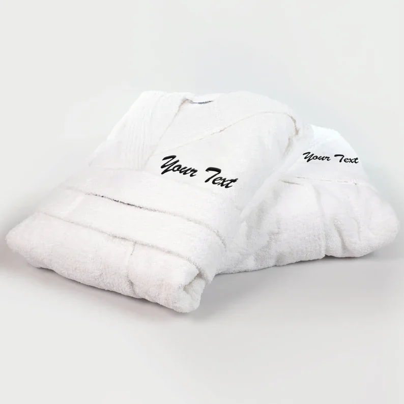 Personalized Bathrobe 1 Piece Terry Cotton Unisex Robe Monogrammed Bathrobe Mrs Mr Couple Batchrobes Matching Wedding