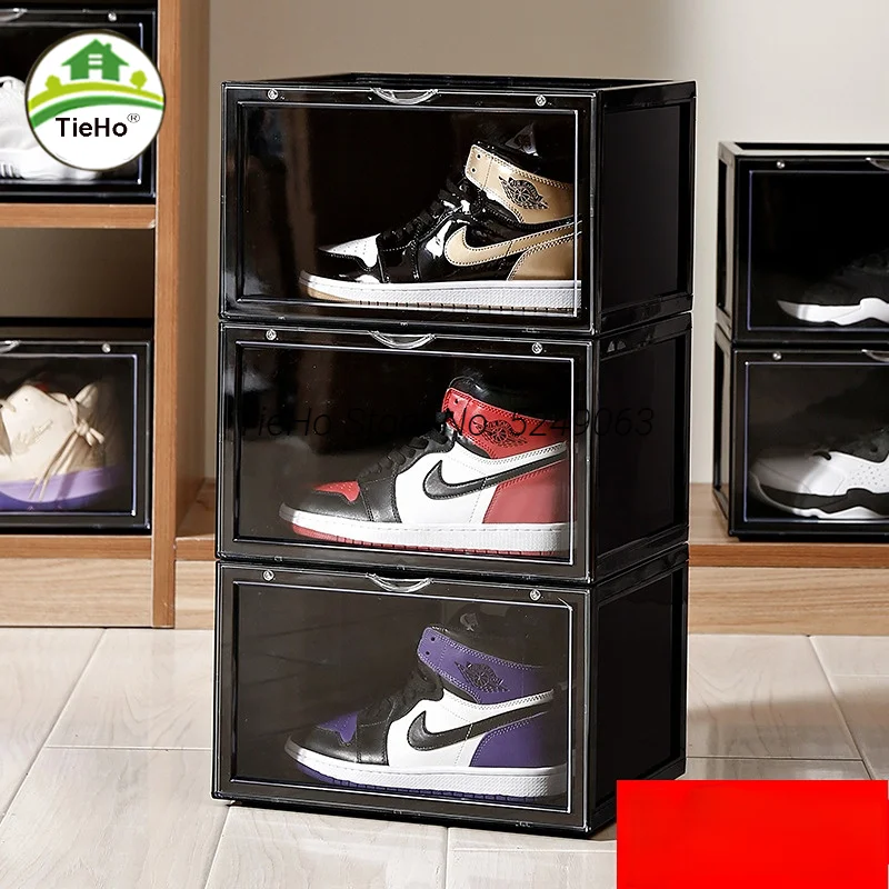

Stackable Clear Shoes Box Thickened Drawer Type Plastic Shoe Rack Sneakers Storage Box Shoes Cabinet Organizer Case Shelf Home