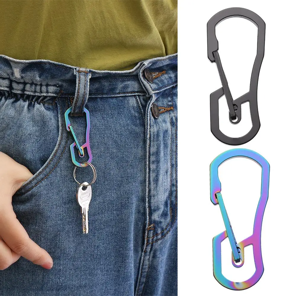 

1pc Titanium Plating Carabiner Camping Clip Outdoor Key Ring Clip Keychain Holder Keyring Hang Buckle Hook Carabiner