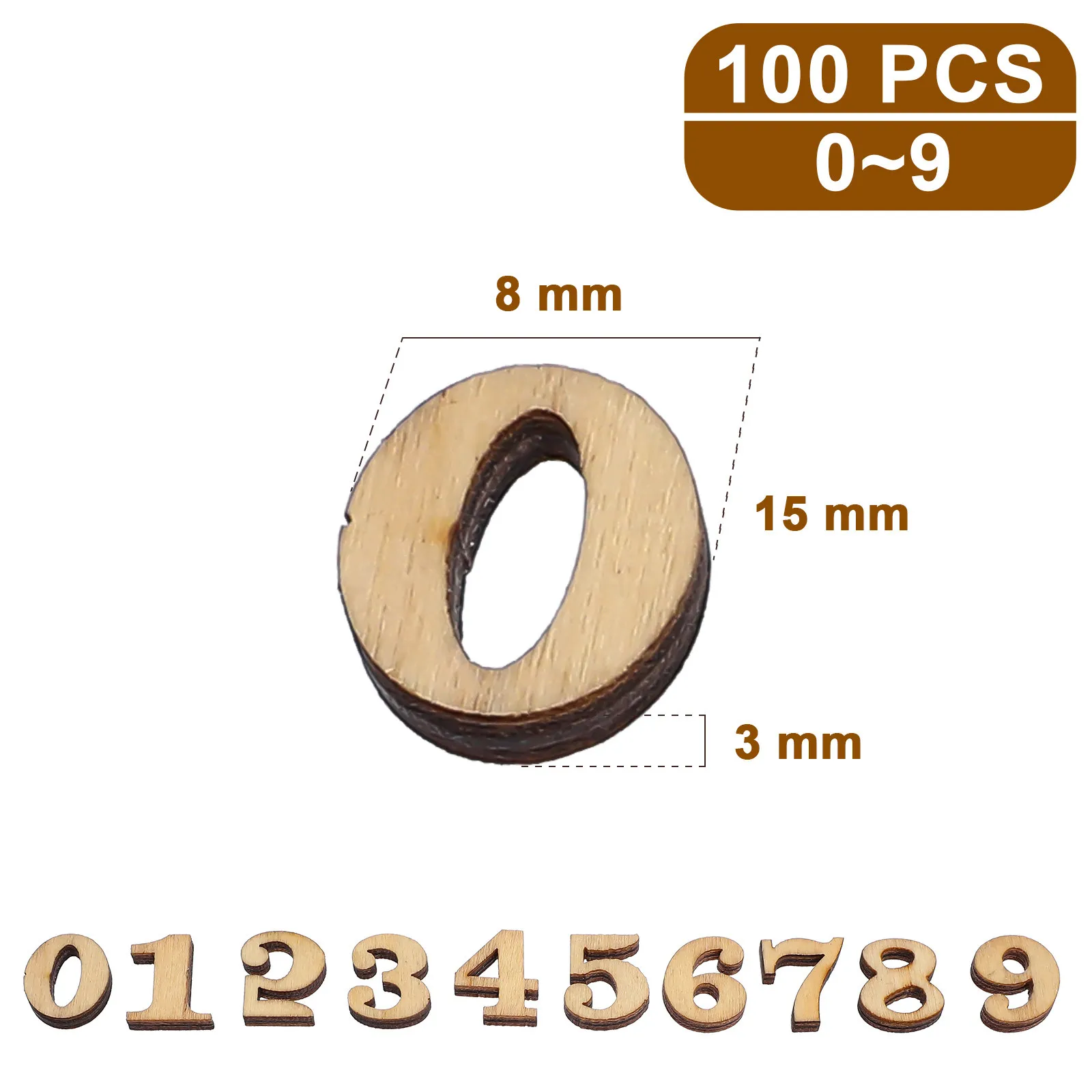 100개 오리지널 수제 나무 숫자 조각, 교육용 공예 DIY 장 천연 평면 나무 숫자