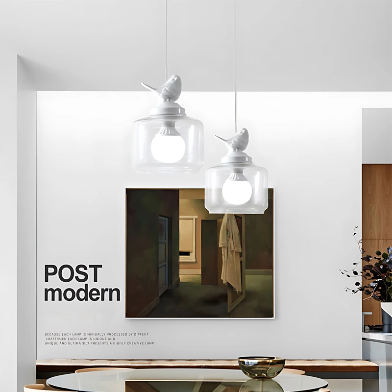 Nordic Countryside Restaurant Bird Glass Chandelier Suitable For Bar Counter Balcony Foyer Staircase Bedroom Bedside Home Decor - Image 5