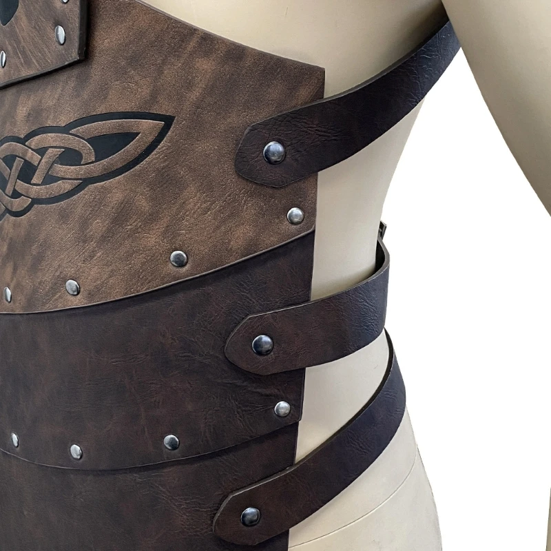 Mens Viking PU Leather Chest Armors Knight Leather Body Armors Medieval Armors Cosplays Jerkins Coat Halloweens 4