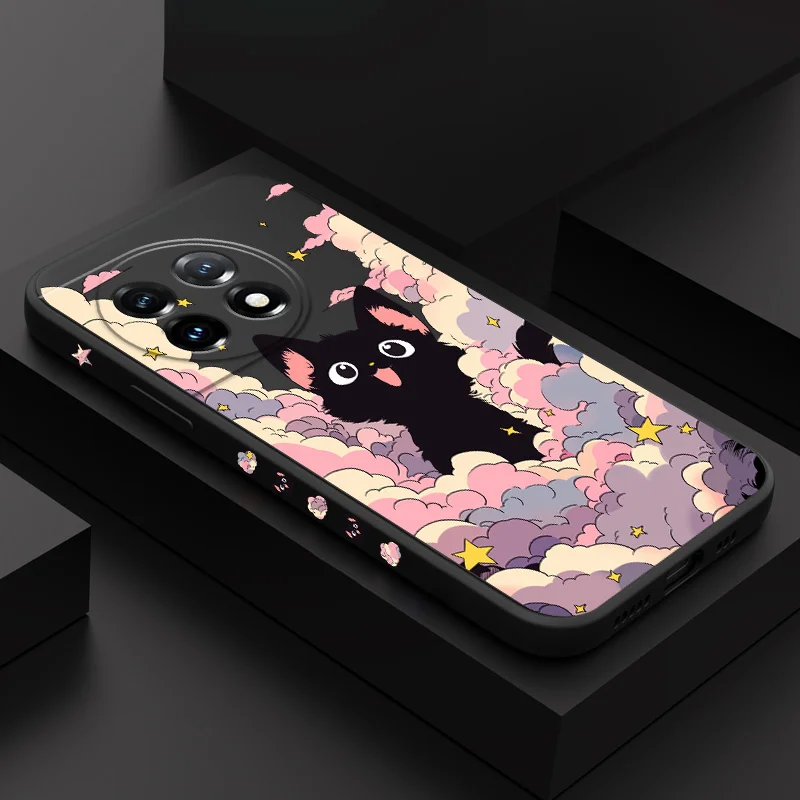 Cloud Colorful Cat Liquid Silicone Phone Case