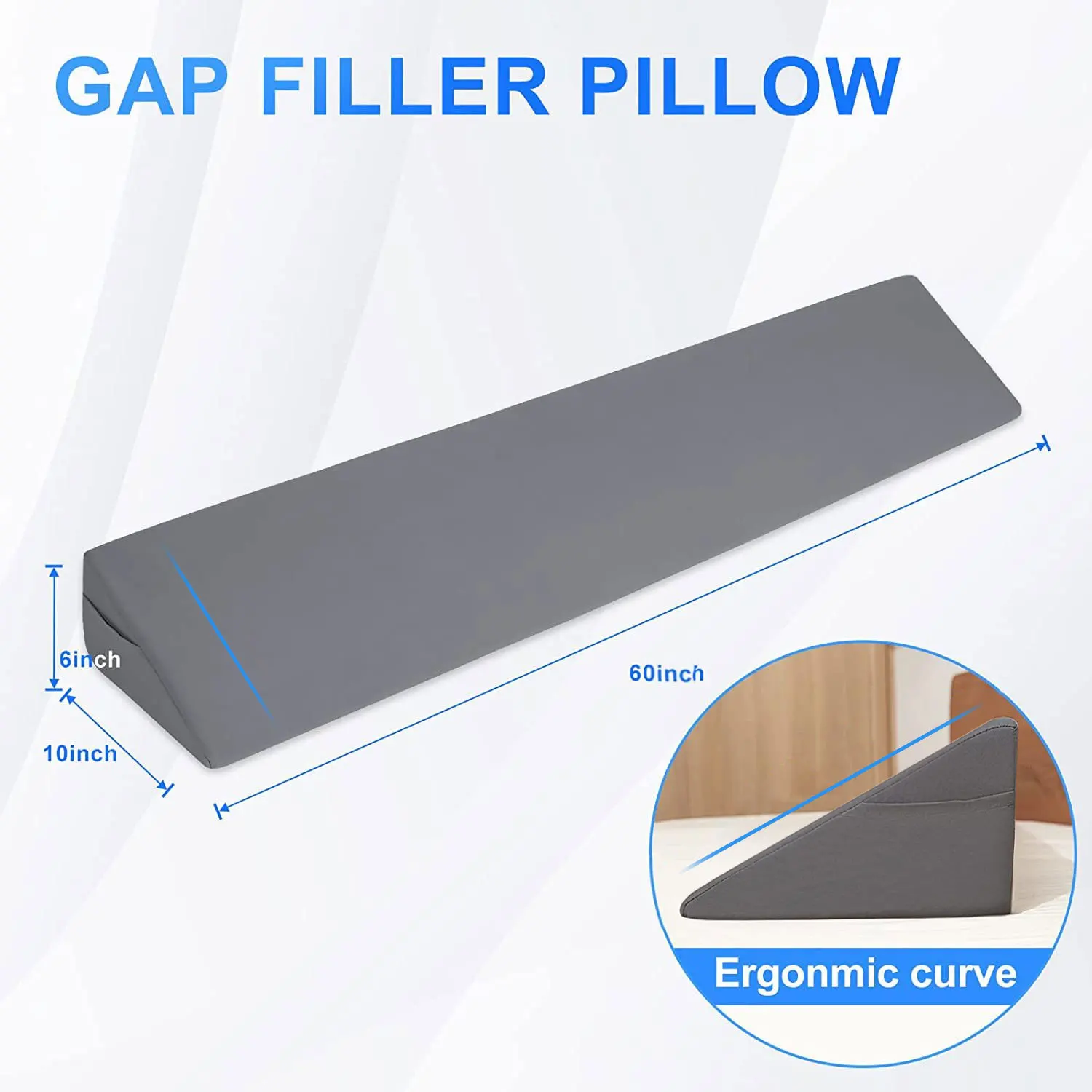 Queen Size Bed Wedge Mattress Wedge Pillow Gap Filler Headboard Pillow To Fill The Gap Between Your Headboard and Mattress 2