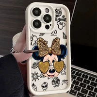 Minnie Disney Mouse For iPhone 15 14 13 12 11 Pro Max XS Max X XR 7 8 Plus 6S 5S Liquid Eye Ladder Phone Case