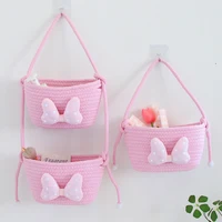 Cute Cartoon Storage Baskets Woven Cotton Rope Desktop Jewelry Cosmetics Snacks Sundries Key Kid Toys Organizer Bins 4
