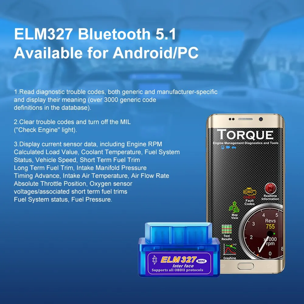 OBD2 Scanner Mini Eml327 V2.1 Bluetooth Car Diagnostic-Tools For Android Scanner Code Support Smart Scan Tool