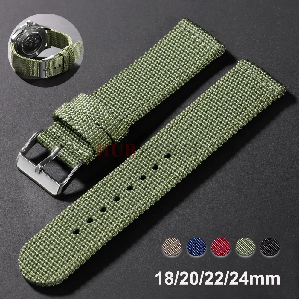 Nylon Canvas Woven Soft Watch Band - Sport & Military Style Wristband