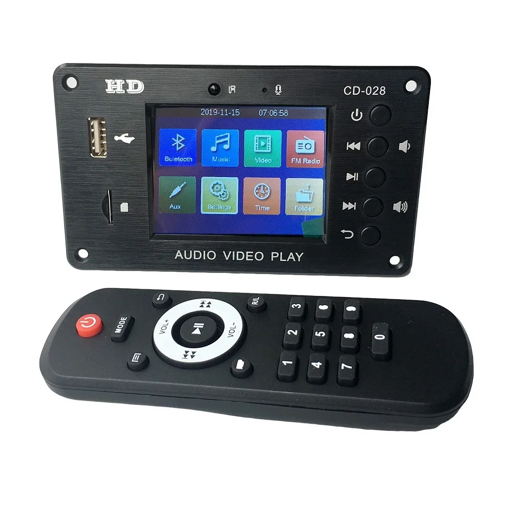 Stereo audio receiver HD video player MP3 decoder board FLAC WAV APE FM radio Bluetooth-compatible 5.0 for car amplifier board