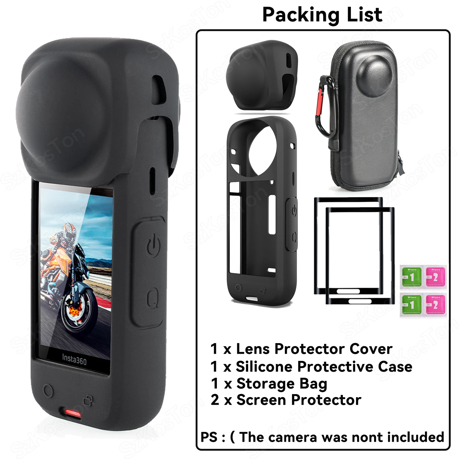 Soft Silicone Protective Lens Cap and Screen Protector for Panorama Cameras - Camera Accessories