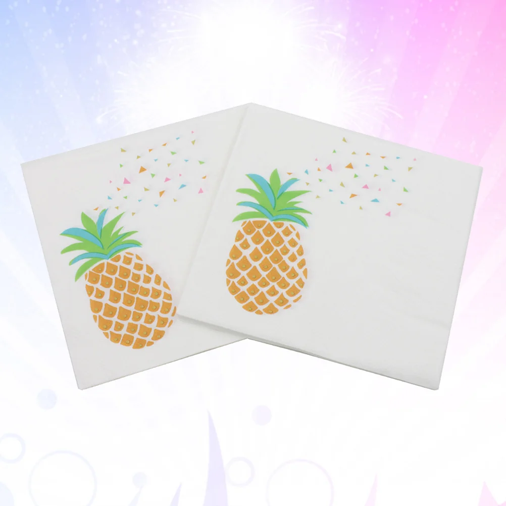 

20 Sheets 33x33cm Pineapple Printing Napkin Disposable Paper Luau Party Napkins Party Supplies for Party Banquet Daily Use
