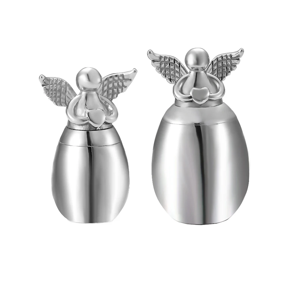 Small Keepsake Urns for Human Ashes Angel Wings Heart Mini Stainless Steel Cremation Memorial Urns for Ashes Jewelry Dropship 2