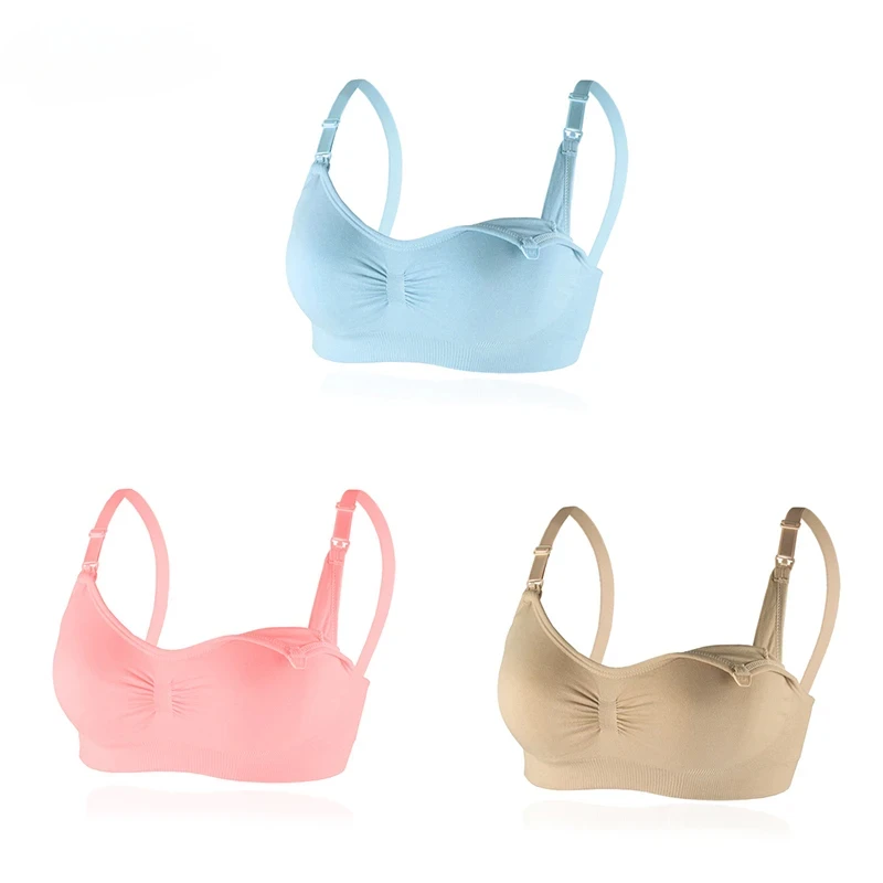 1PCS No Steel Ring with Sports Pad Bra Breastfeeding Non-sagging Vest-style Pregnant Women's Clothing Underwear Front Buckle 2