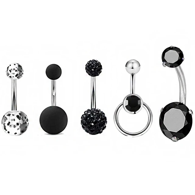 5pcs Stainless Steel Sexy Belly Button Ring Navel Silver Ball Rings Body  Jewelry